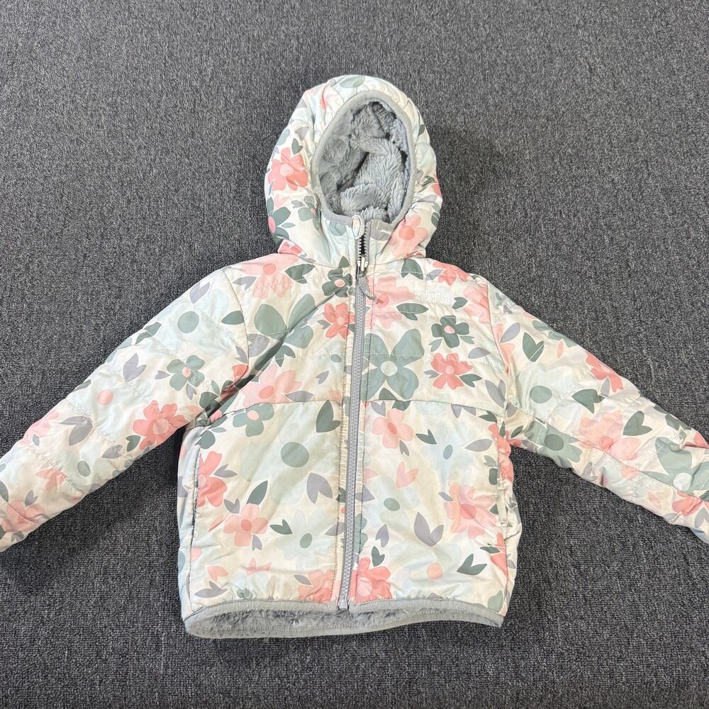 Vintage Y2k the North Face Floral Reversible Fur Hooded Full Zip Kids Jacket 5